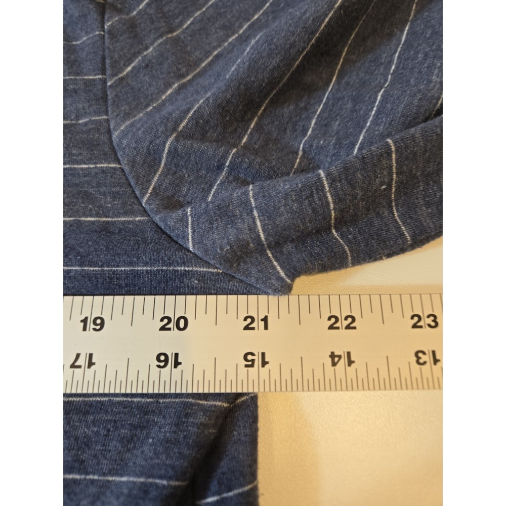 Marine Layer Navy Blue Striped Hooded Long Sleeve Shirt - Picture 12 of 16